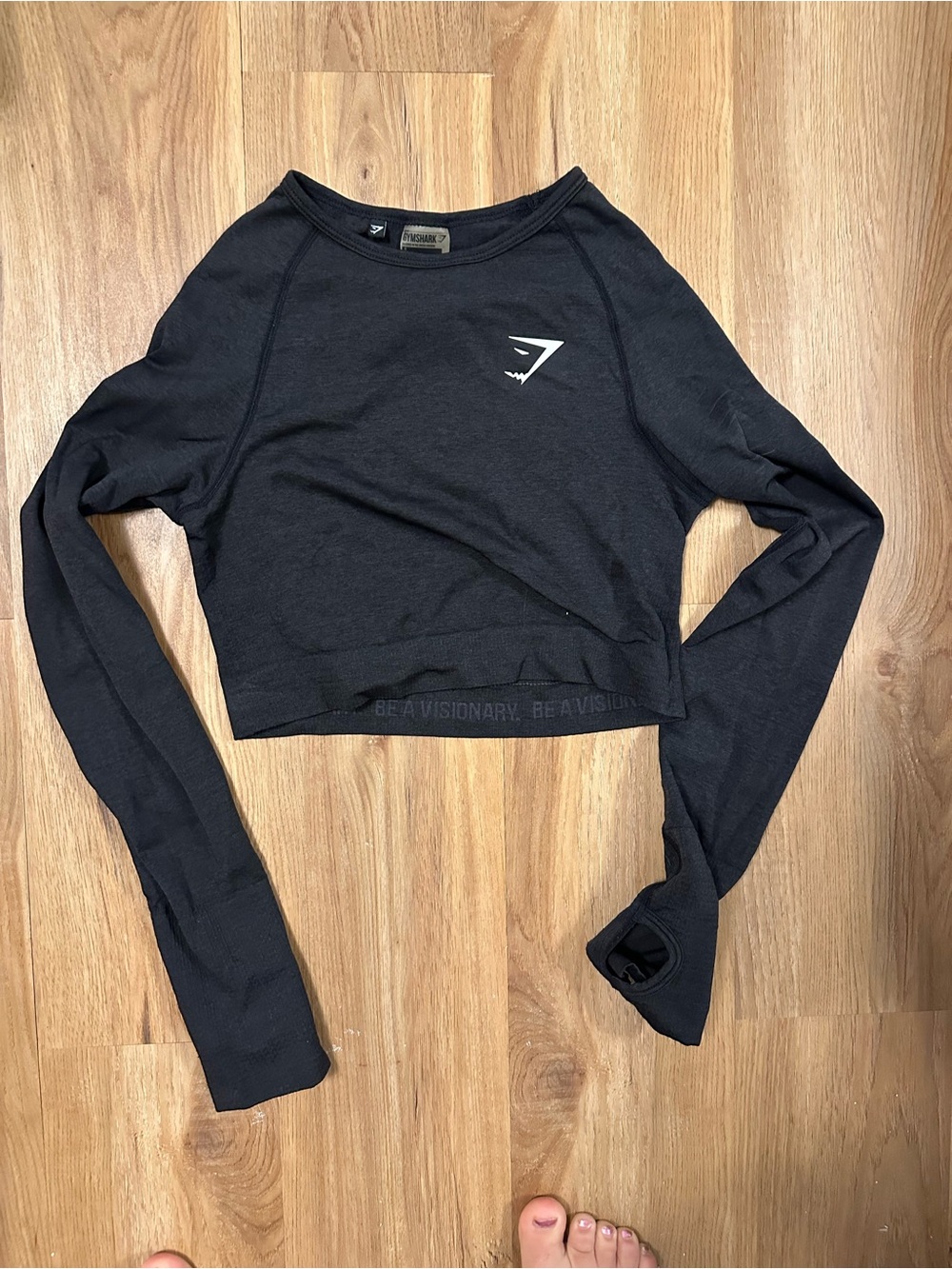 Gymshark Black Long-Sleeve Cropped Performance Top